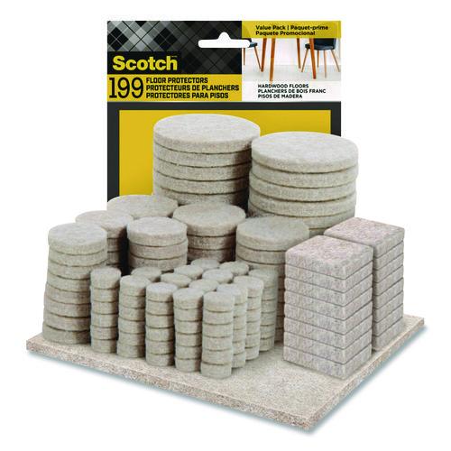 Image of Scotch FP845-199NA Felt Pad Protectors, Assorted Sizes and Shapes, Beige, 199/Pack