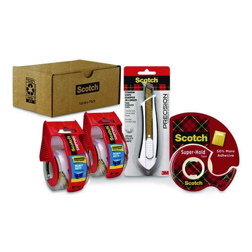 Image of Scotch® SHIPPING-SIOC Shipping Variety Pack, (2) Rolls Heavy Duty Shipping Tape, (1) Roll Super-Hold Tape, (1) Precision Cutter