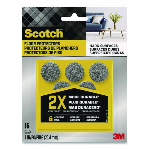 Image of Scotch SP872-NA Felt Pad Protectors, 1" Diameter, Gray, 16/Pack