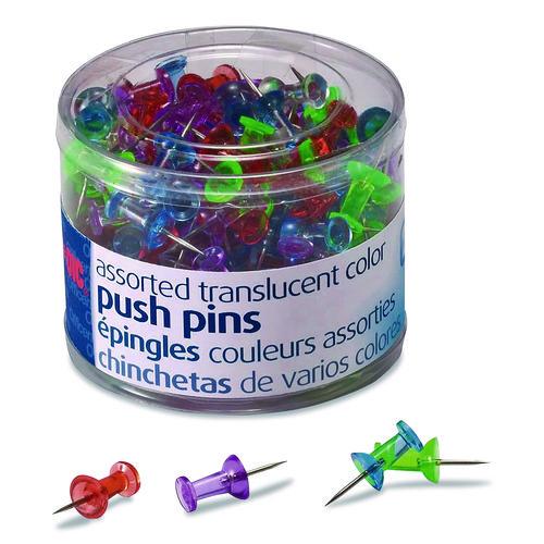 Image of Officemate OIC35710 Push Pins, Assorted Plastic Head, 0.5" Pin, 200/Pack