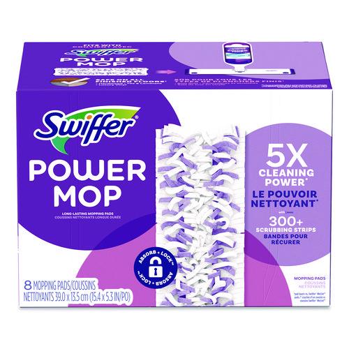 Image of SwifferÂ® PowerMop Mopping Pads, 15.4 x 5.3, White/Purple, 8/Pack