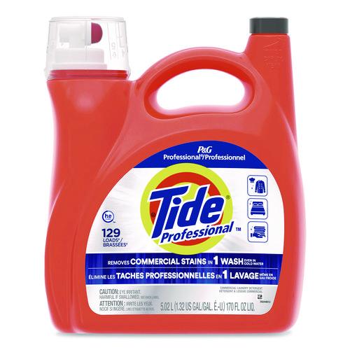 Image of TideÂ® Professional Commercial HE Liquid Laundry Detergent, 129 Loads, 170 oz Bottle with Dispensing Tap
