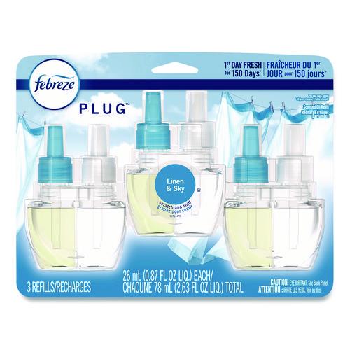 Image of Febreze® 54344 PLUG Air Freshener Refills, Linen and Sky, 0.87 oz, 3/Pack