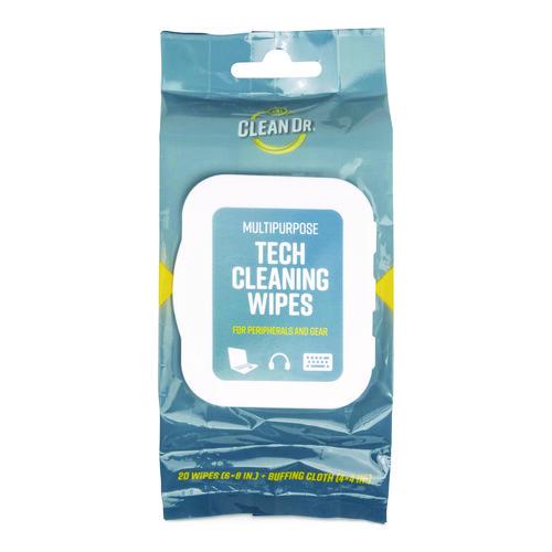 Image of Digital Innovations 32566 ScreenDr Device and Screen Cleaning Wipes, 6.88" x 3.9", Unscented, White/Gray, 20/Pack