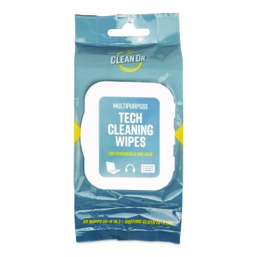 Image of Digital Innovations 32566 ScreenDr Device and Screen Cleaning Wipes, 6.88" x 3.9", Unscented, White/Gray, 20/Pack