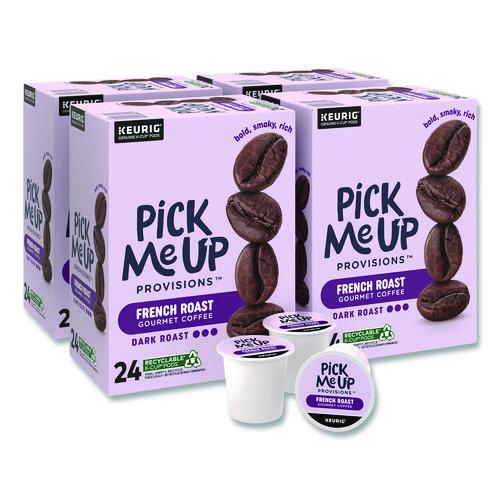 Image of Pick Me Up Provisions 52966CT French Roast Coffee K-Cups, 24/Box, 4 Boxes/Carton