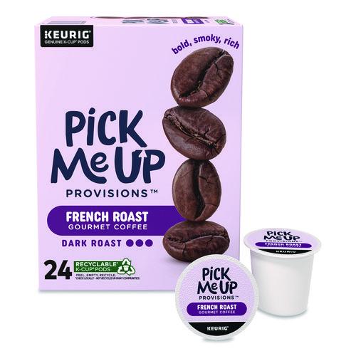 Image of Pick Me Up Provisions 5000381026 French Roast Coffee K-Cups, 24/Box