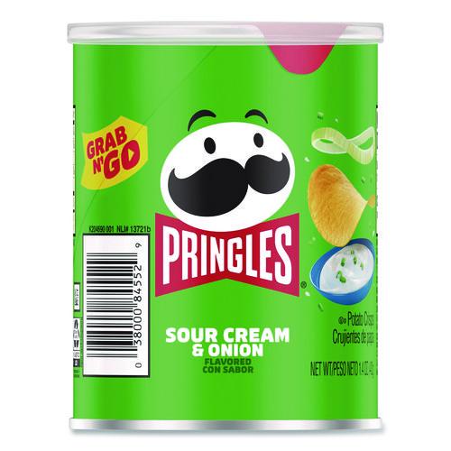 Image of Pringles® KEE16673 Grab and Go sour Cream and Onion Crisps, 1.4 oz Cans, 12/Box