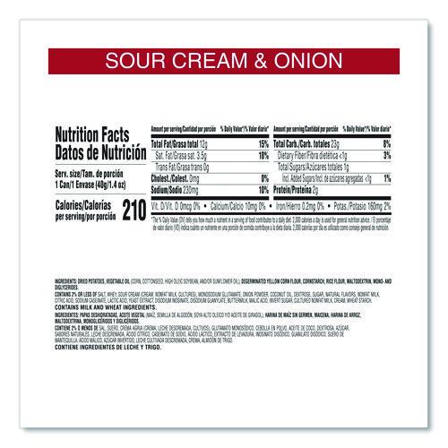 Image of Pringles® KEE16673 Grab and Go sour Cream and Onion Crisps, 1.4 oz Cans, 12/Box