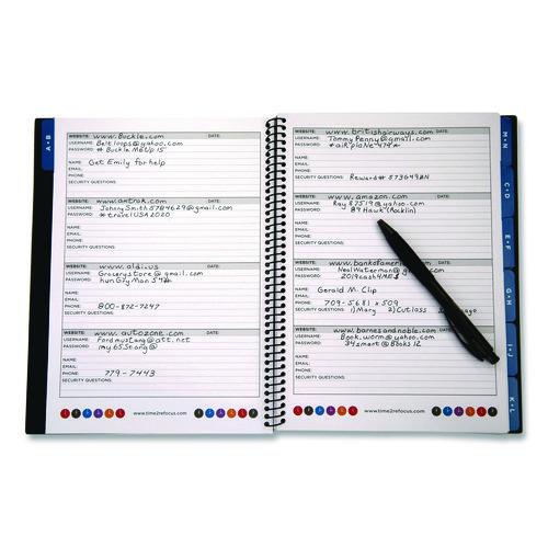 Image of RE-Focus The Creative Office LARGEPWBOOKBLK Large Password Log Book, User-Name/Password Format, Black Cover, (48) 10 x 7.5 Sheets