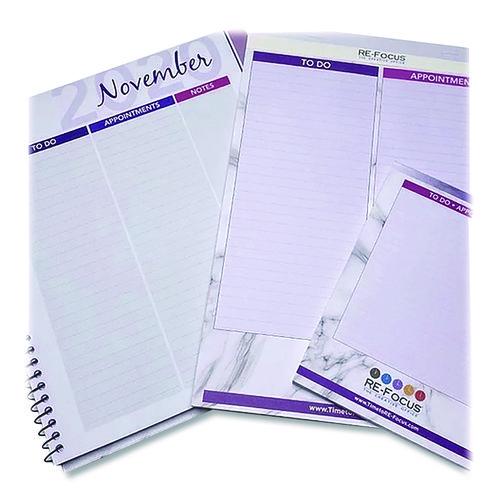 Image of RE-Focus The Creative Office PINK LEGAL PAD Premium Legal To-Do/Appointment List Pads, List Format, (30) Light Purple/Dark Purple/White Marble 8.5 x 11 Sheets, 2/Pack