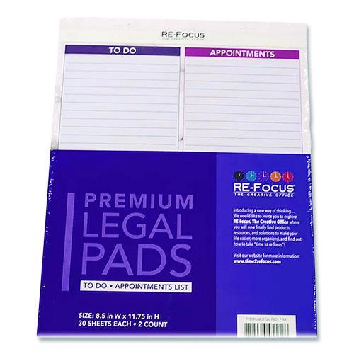 Image of RE-Focus The Creative Office PINK LEGAL PAD Premium Legal To-Do/Appointment List Pads, List Format, (30) Light Purple/Dark Purple/White Marble 8.5 x 11 Sheets, 2/Pack