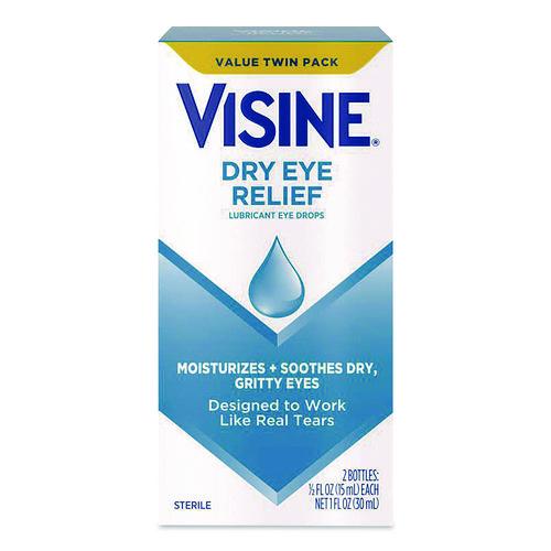 Image of Visine® 49374 Dry Eye Relief Lubricant Eye Drops, 15 mL Bottle, 2/Box