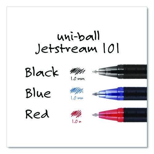 Image of uniball® 1768013 Jetstream 101 Hybrid Gel Pen, Stick, Bold 1 mm, Red Ink, Black/Red Barrel, Dozen