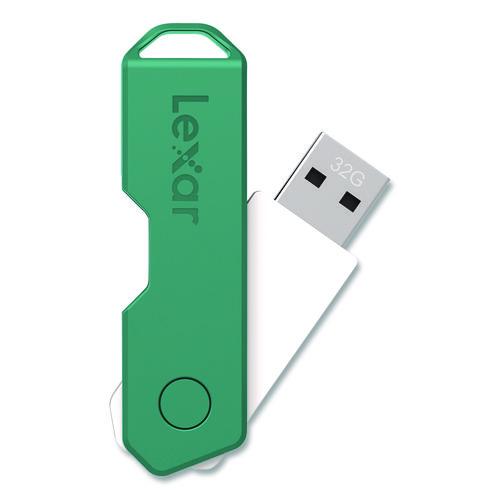 Image of Lexar LJDTT2-32GABNA3 Twist Turn2 USB 2.0 Flash Drive, 32 GB, Orange/Purple/Teal, 3/Pack