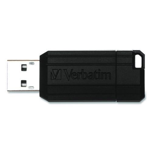 Image of Verbatim® 70901 Pinstripe USB 2.0 Flash Drive, 64 GB, Black, 10/Pack