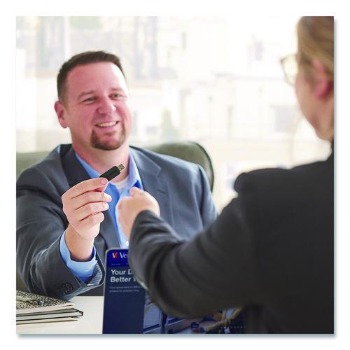 Image of Verbatim® 70901 Pinstripe USB 2.0 Flash Drive, 64 GB, Black, 10/Pack