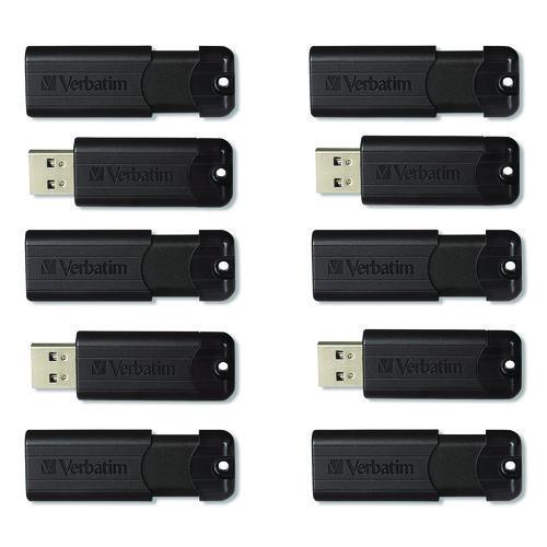 Image of Verbatim® 70902 Pinstripe USB 3.2 Flash Drive, 32 GB, Black 10/Pack
