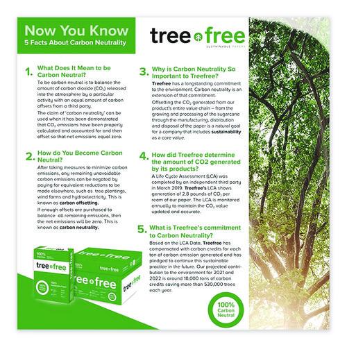 Image of TreeZero 228007534 TreeFree Multipurpose Paper, 92 Bright, 20 lb Bond Weight, 8.5 x 11, White, 500 Sheets/Ream, 10 Reams/Carton