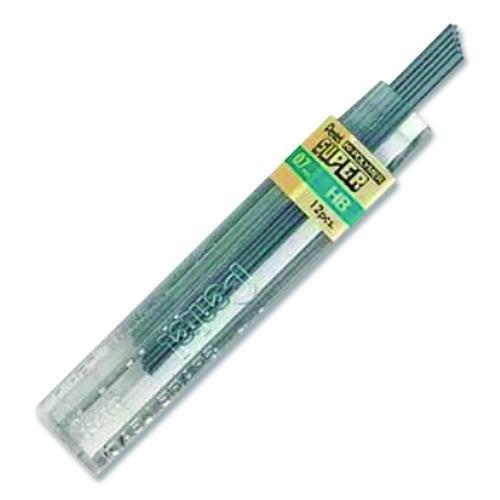 Image of Pentel® 50-HB Super Hi-Polymer Lead Refills, 0.7 mm, HB, Black, 12 Leads/Tube, 12 Tubes/Box
