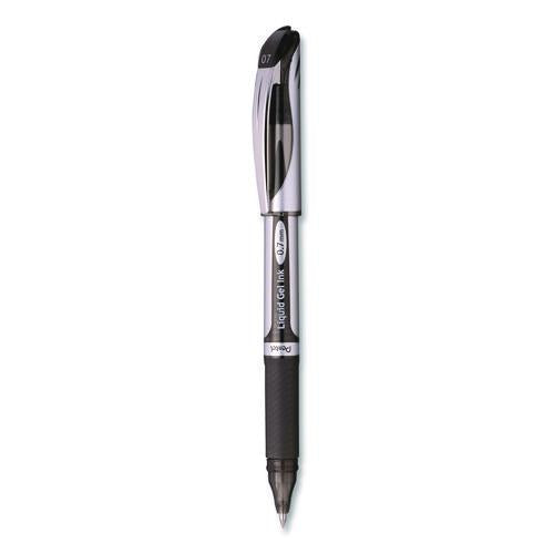 Image of Pentel® BL57A EnerGel Deluxe Gel Pen, Stick, Medium 0.7 mm, Black Ink, Silver/Black Barrel, Dozen