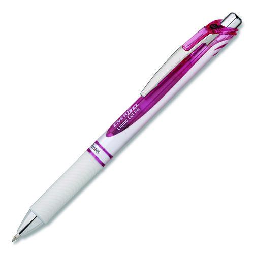 Image of Pentel® BL77PWP-A EnerGel RTX Deluxe Gel Pen, Retractable, Medium 0.7 mm, Black Ink, Pearl/Translucent Pink Barrel, Dozen