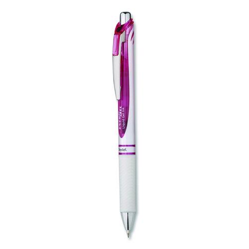 Image of Pentel® BL77PWP-A EnerGel RTX Deluxe Gel Pen, Retractable, Medium 0.7 mm, Black Ink, Pearl/Translucent Pink Barrel, Dozen