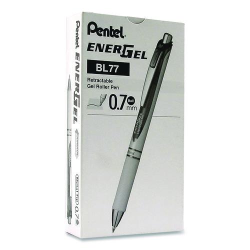 Image of Pentel® BL77PWP-A EnerGel RTX Deluxe Gel Pen, Retractable, Medium 0.7 mm, Black Ink, Pearl/Translucent Pink Barrel, Dozen