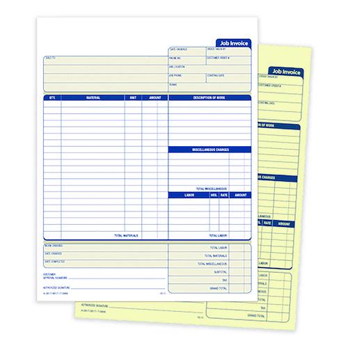 Image of Adams® NC2817 Multipart Job Invoice Forms, Two-Part Carbonless, 8.5 x 10.94, 100 Forms Total
