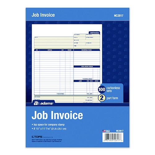 Image of Adams® NC2817 Multipart Job Invoice Forms, Two-Part Carbonless, 8.5 x 10.94, 100 Forms Total