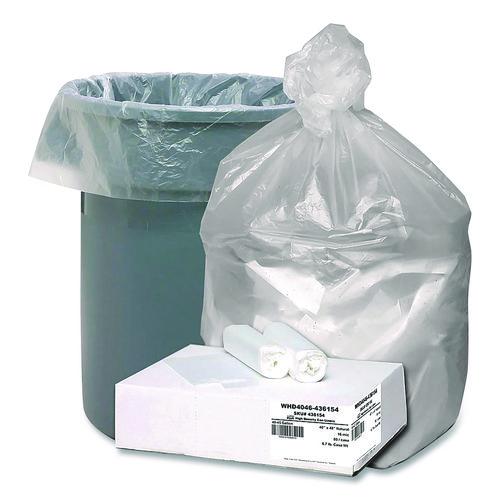 Image of Berry Plastics WHD4046-436154 Global Ultra Plus Industrial Trash Bag, 45 gal,16 mic, 40 x 48, Natural, 80/Carton