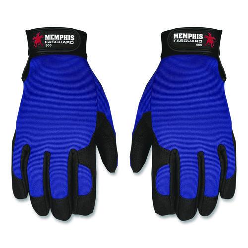 Image of MCR Safety 900L Memphis Gloves Fasguard Clarino Synthetic Leather Palm Multi-Task Gloves, 9" Long, Large, Blue/Black, Pair
