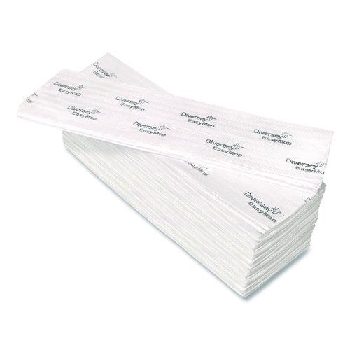 Image of Diversey D1232214 EasyMop Microfiber Dust Mop Pads, 16 x 5.3, White, 50/Pack