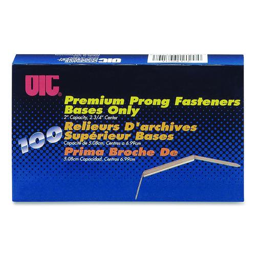 Image of Officemate OIC99714 Prong Fastener Base, 2" Capacity, 2.75" Center to Center, Silver, 100/Box