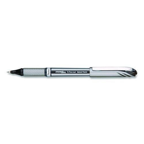 Image of Pentel® PENBL27A EnerGel NV Gel Pen, Stick, Medium 0.7 mm, Black Ink, Gray/Black Barrel