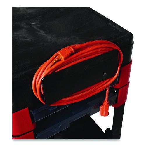 Image of RubbermaidÂ® Commercial Two-Shelf Trades Cart, Plastic, 2 Shelves, 2 Drawers, 330 lb Capacity, 19.25" x 38" x 33.38", Black