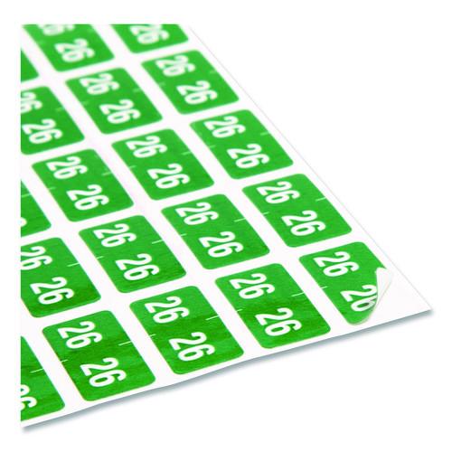 Image of Smead Yearly End Tab File Folder Labels, 0.5 x 1, Green, 25/Sheet, 10 Sheets/Pack