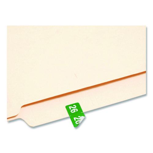 Image of Smead Yearly End Tab File Folder Labels, 0.5 x 1, Green, 25/Sheet, 10 Sheets/Pack