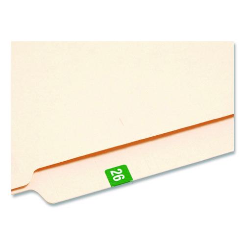 Image of Smead Yearly End Tab File Folder Labels, 0.5 x 1, Green, 25/Sheet, 10 Sheets/Pack