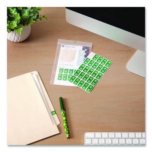 Image of Smead Yearly End Tab File Folder Labels, 0.5 x 1, Green, 25/Sheet, 10 Sheets/Pack