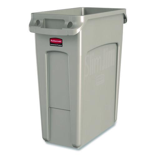 Image of Rubbermaid® Commercial 1971259 Slim Jim with Venting Channels, 16 gal, Plastic, Beige, 4/Carton