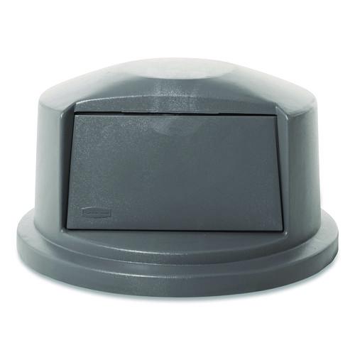 Image of Rubbermaid® Commercial FG263788GRAY BRUTE Dome Top Swing Door Lid for 32 gal Waste Containers, 22.75" Diameter x 12.25h, Gray
