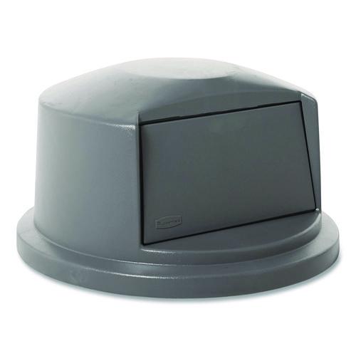 Image of Rubbermaid® Commercial FG263788GRAY BRUTE Dome Top Swing Door Lid for 32 gal Waste Containers, 22.75" Diameter x 12.25h, Gray