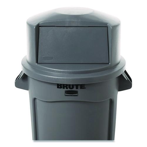 Image of Rubbermaid® Commercial FG263788GRAY BRUTE Dome Top Swing Door Lid for 32 gal Waste Containers, 22.75" Diameter x 12.25h, Gray