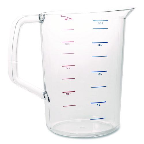 Image of Rubbermaid® Commercial FG321800CLR Bouncer Measuring Cup, 4 qt, Plastic, Clear