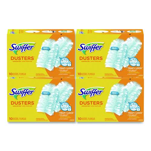Image of Swiffer® 21459 Dusters Refill, Dust Lock Fiber, Unscented, Light Blue, 10/Box, 4 Box/Carton