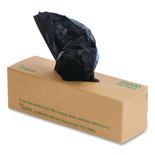 Image of Tatco 28600 Dog Waste Bags, Open-Face, 0.5 gal, 8" x 13", Black, Perforated Roll, 200 Bags/Roll, 10 Rolls/Carton
