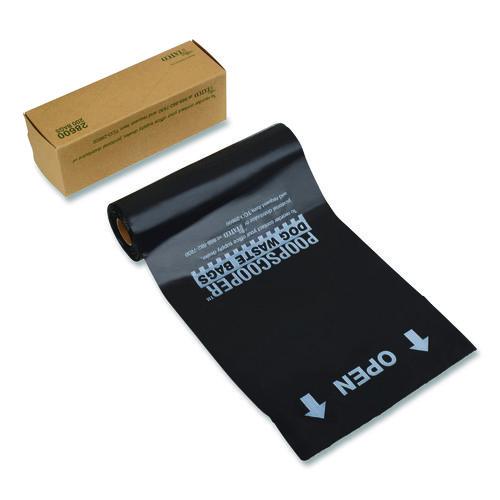 Image of Tatco 28600 Dog Waste Bags, Open-Face, 0.5 gal, 8" x 13", Black, Perforated Roll, 200 Bags/Roll, 10 Rolls/Carton