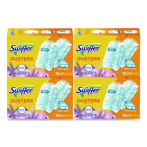 Image of Swiffer® 21461 Dusters Refill, DustLock Fiber, Lavender Vanilla Scent, Light Blue, 10/Box, 4 Boxes/Carton