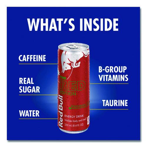 Image of Red BullÂ® The Red Edition Energy Drink, Watermelon, 8.4 oz Can, 24/Carton